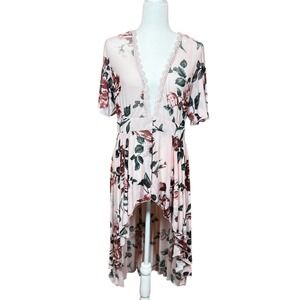 L.I.F.E.‎ Love is for Eternity Sheer Flutter Sleeve Floral Duster/Kimono Large